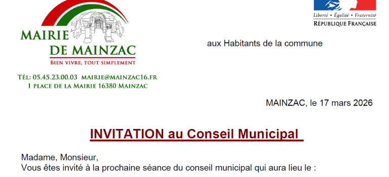 Prochain conseil municipal 20/03/2026 – 20h